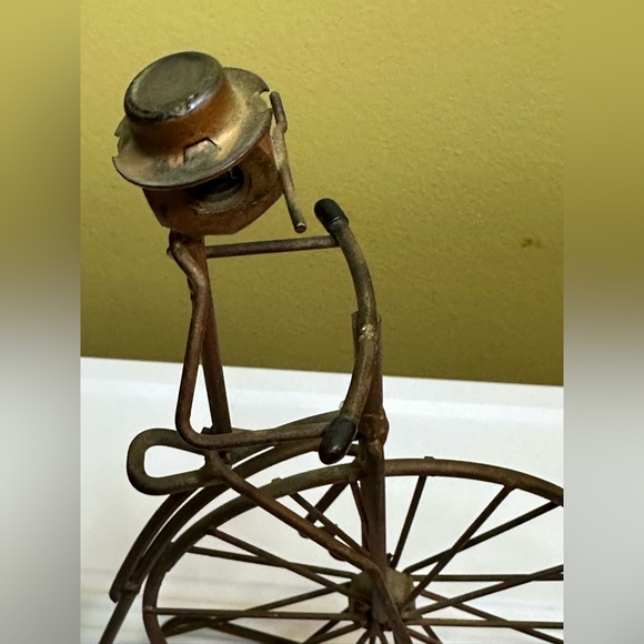 Vintage Rock Creek Metal Craft Man Riding Big Bike - Picture 2 of 7